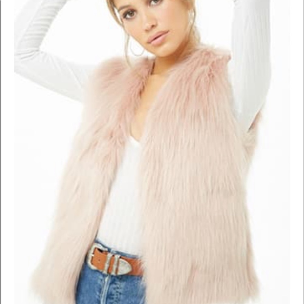 Blush pink faux fur vest never worn